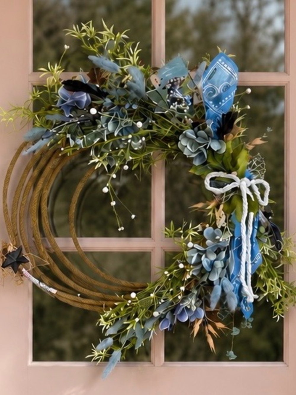 Authentic Lariat Rope Wreath Western Cottage Farmhouse Decor